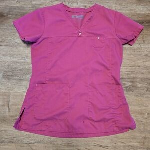 Grey's Anatomy By Barco Magenta Short Sleeve Scrub Top Small